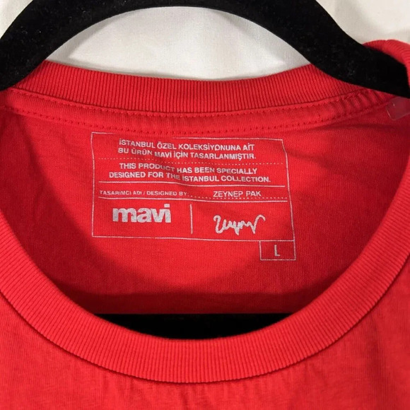 Mavi Shirt Unisex Large Red Istanbul Print Short Sleeve Crew Neck 100% Cotton - Picture 4 of 9